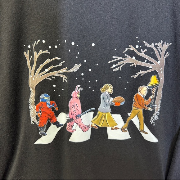 Black Christmas Story Beatles Graphic Short Sleeve Tee 3X - Picture 3 of 6